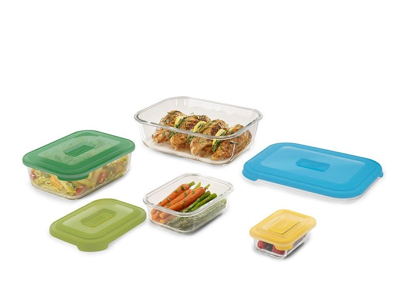 JOSEPH JOSEPH 4-teiliges Aufbewahungsbehälter Set aus Glas Nest Bunt