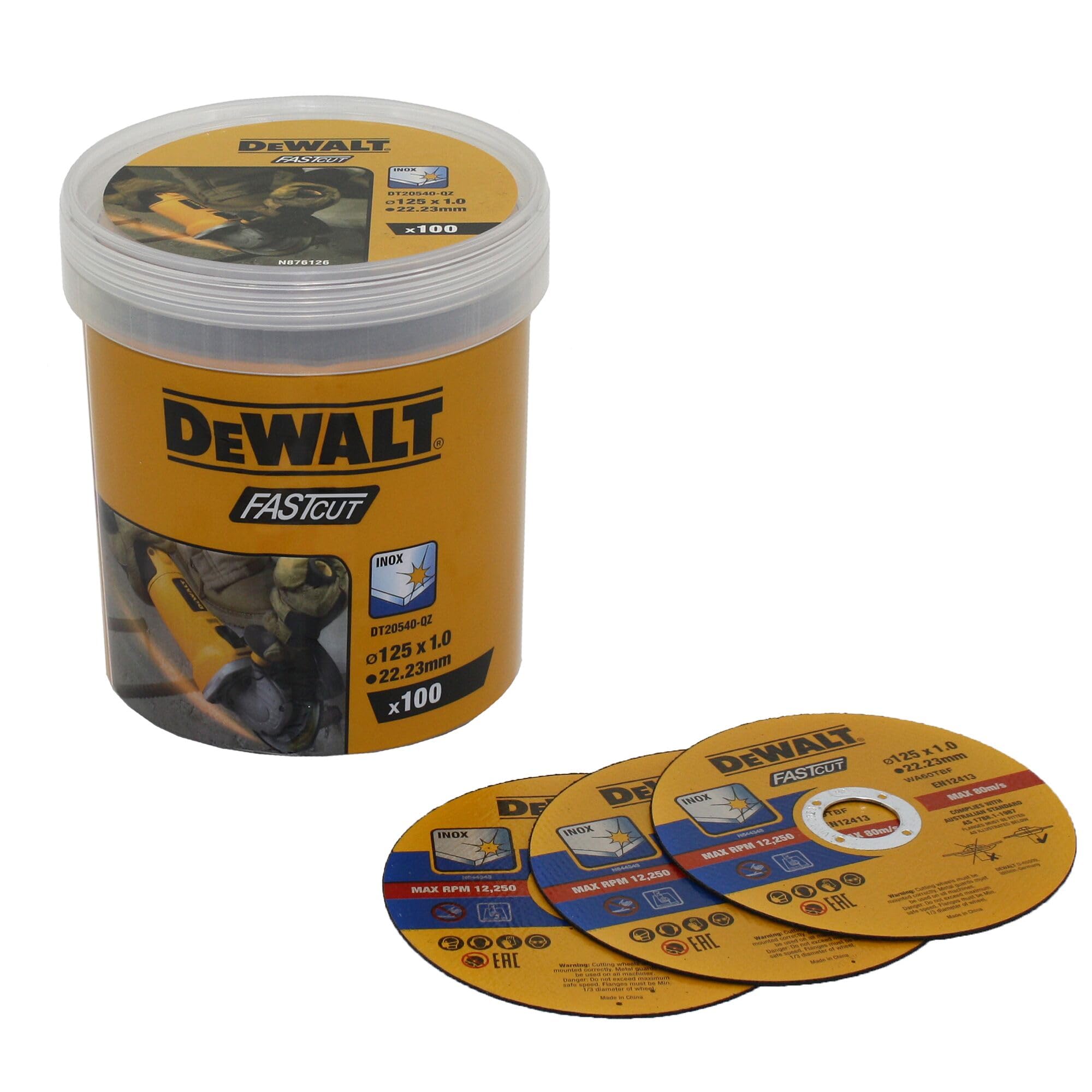 DEWALT METALLSCHILD 125x1,0mm INOX /100 Stk.