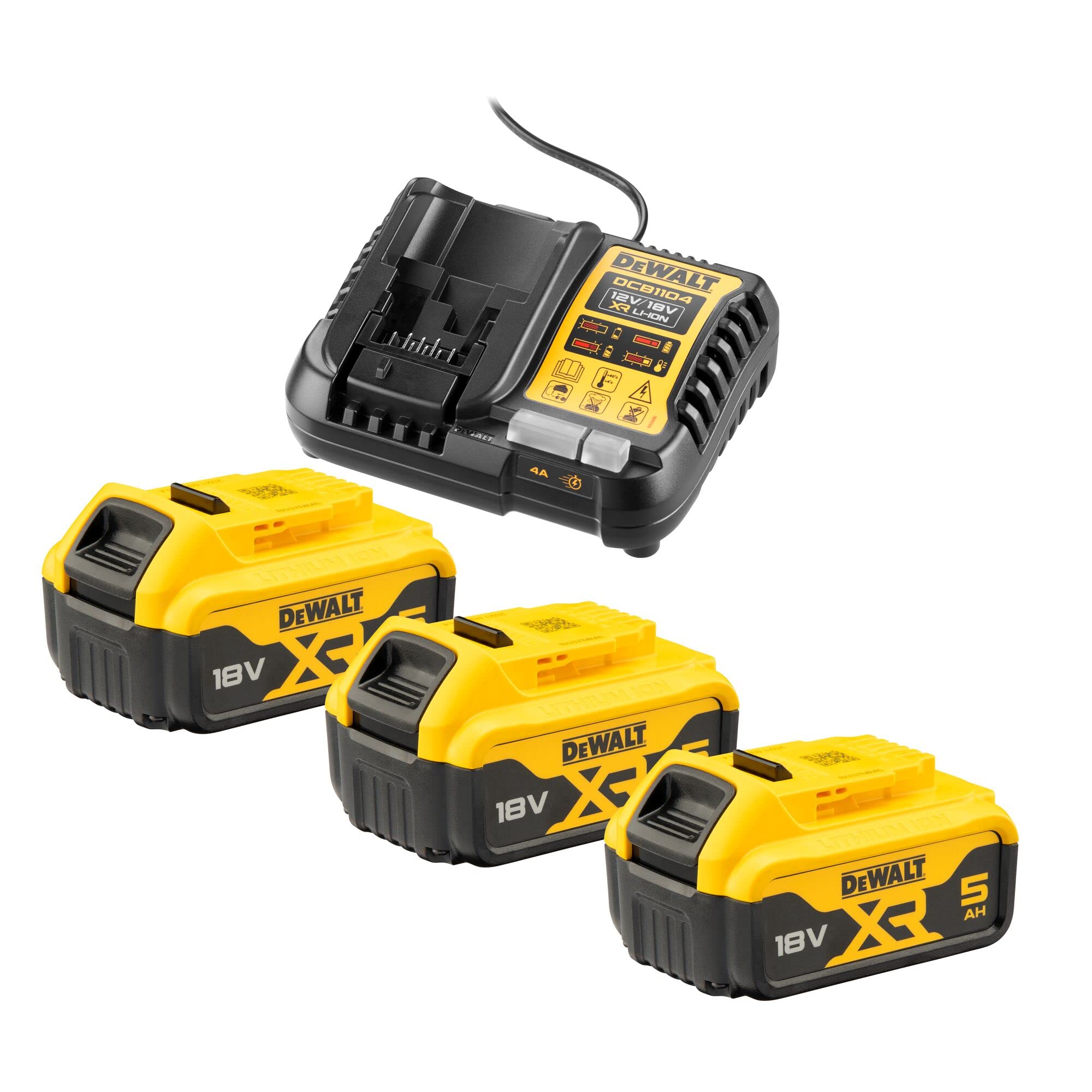DEWALT-LADEGERÄT DCB1104 +3x5,0 Ah DCB1104P3