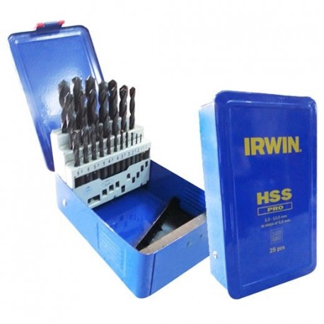 IRWIN METALL-HSS-BOHRER DIN-338 SET 25-tlg. 1,0 - 13,0 mm alle 0,5 mm