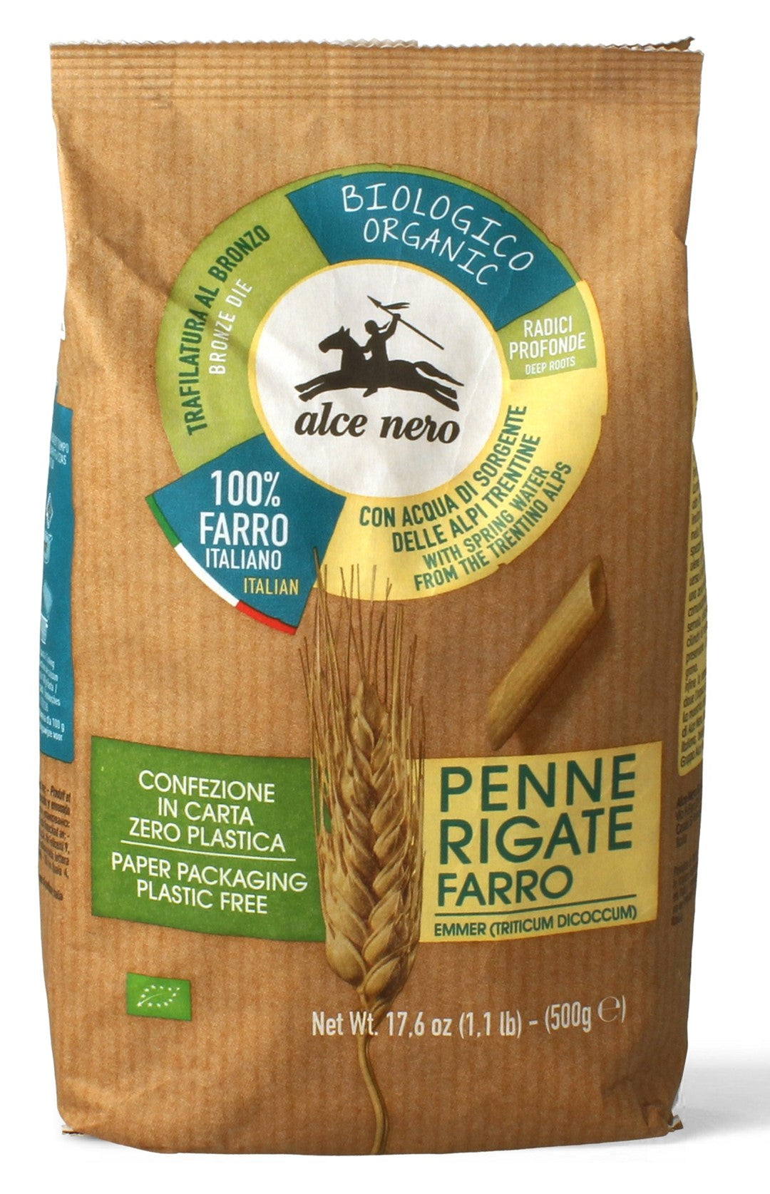 Nudeln (aus Emmerfleisch) PENNE BIO 500 g - ALCE NERO