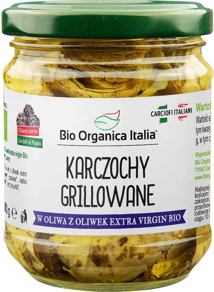 GEGRILLTE ARTISCHOCKEN MIT NATIVEM BIO-OLIVENÖL EXTRA 190 g (GLAS) - BIO ORGANICA ITALIA