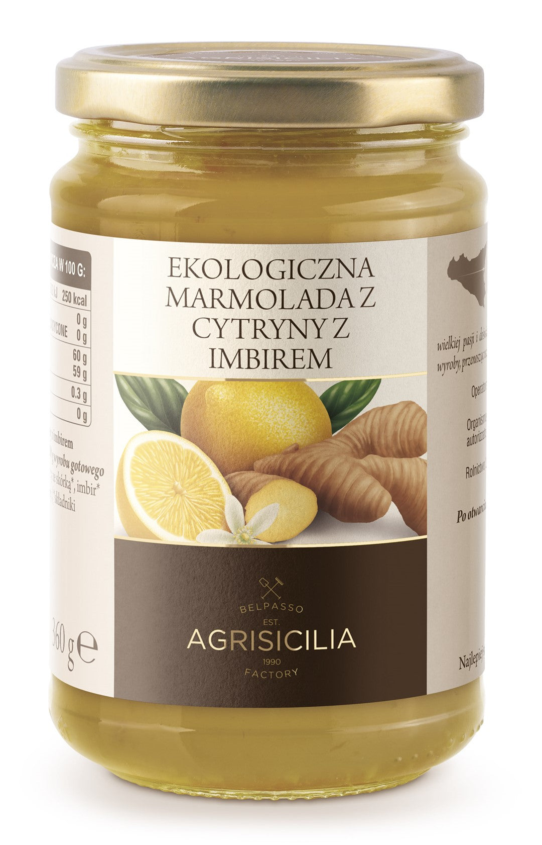 ZITRONENMARMELADE MIT INGWER BIO 360 g - AGRISICILIA