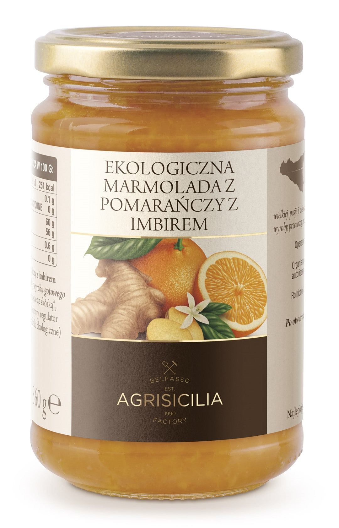 ORANGENMARMELADE MIT INGWER BIO 360 g - AGRISICILIA