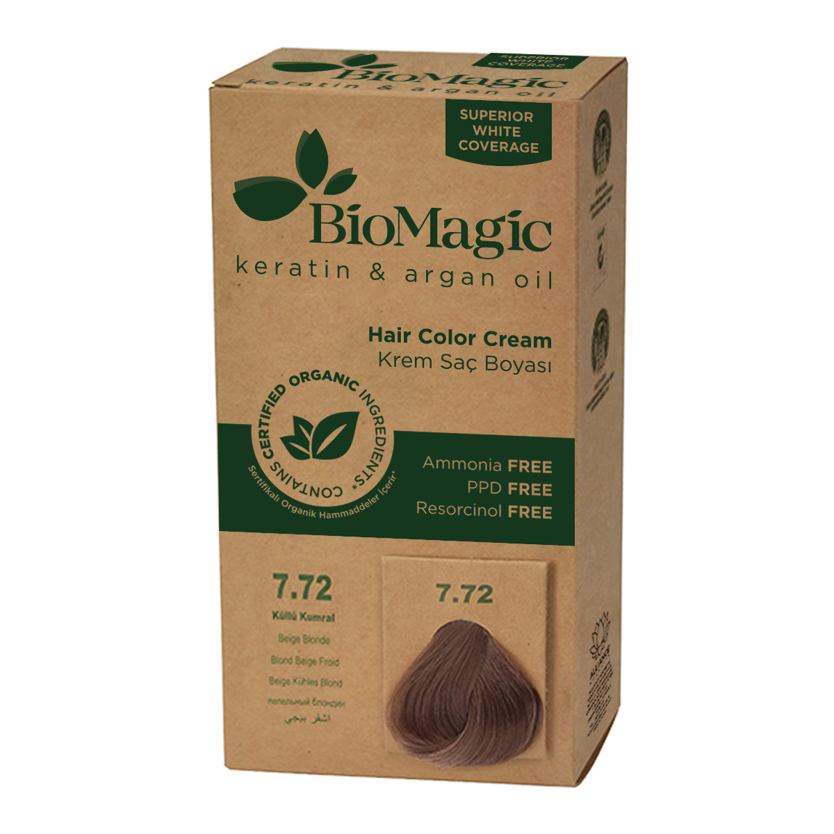 BEIGE-BLONDE HAARFÄRBE (7,72) 250 g – BIOMAGIC