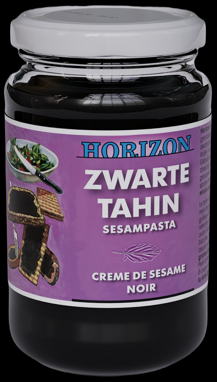 SCHWARZES TAHINI (SESAMPASTE AUS SCHWARZEM SESAM) GLUTENFREI BIO 350 g - HORIZON