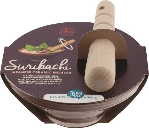 JAPANISCHES TRADITIONELLES SURIBACHI MORTA + SURIKOGI STÖSSEL 1 Stk. (715 g) - TERRASANA