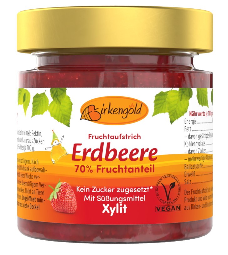 ERDBEERMOUSSE OHNE ZUCKERZUSATZ 200 g - BIRKENGOLD