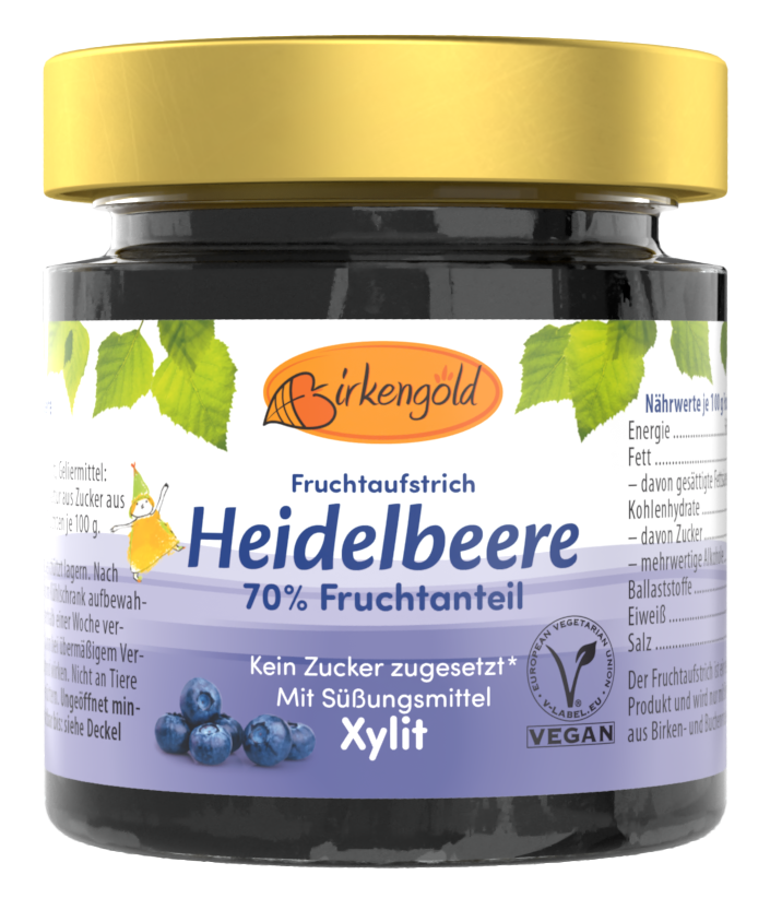 HEIDELBEERMOUSSE OHNE ZUCKERZUSATZ 200 g - BIRKENGOLD