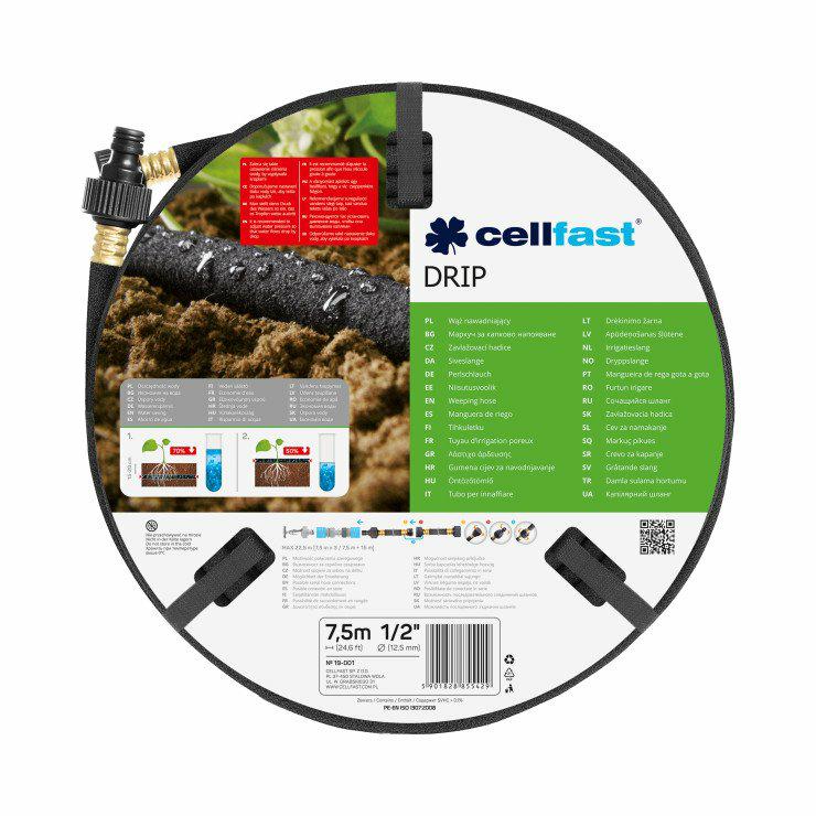 CELLFAST-GARTENSCHLAUCH TROPFBEWÄSSERUNG, GRÖSSE: 1/2" LÄNGE: 7,5 m