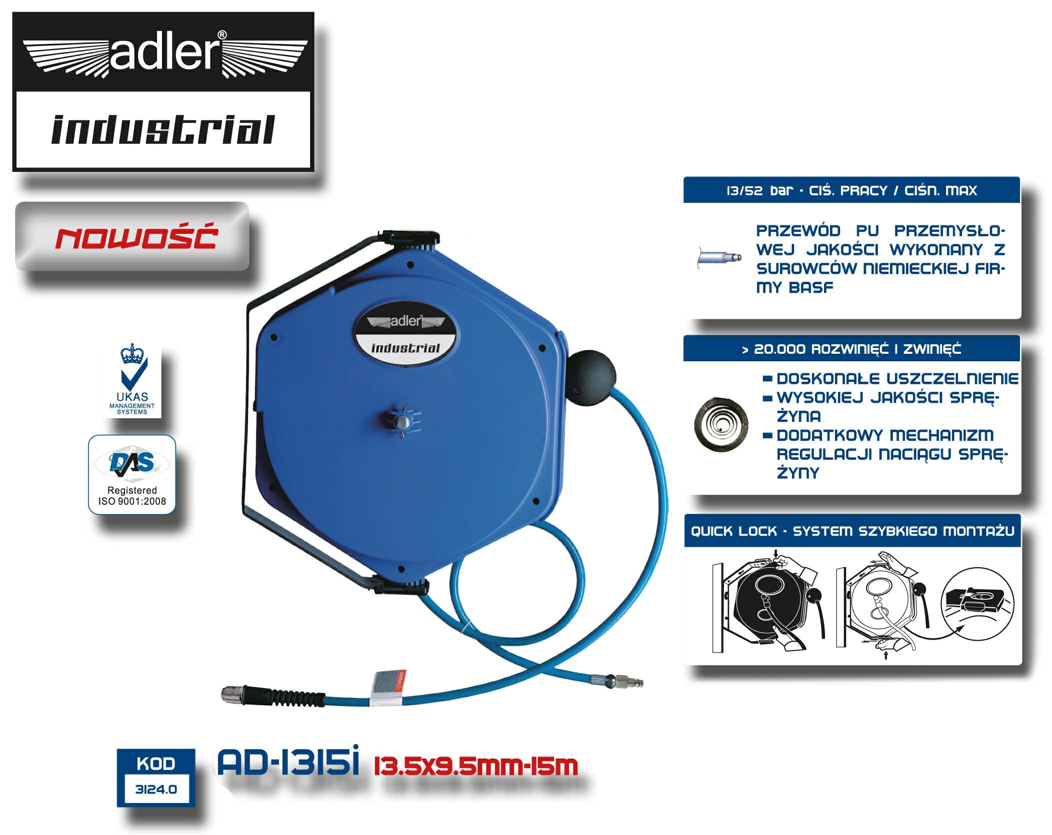 ADLER PNEUMATIKSCHLAUCH / PU 13,5x9,5mmx1 REEL