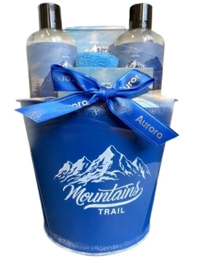 AUREUS - Aurora Geschenkset Berge Gel 250 ml + Shampoo 250 ml + Salz 100 g + Seife 100 g + Sporthandtuch