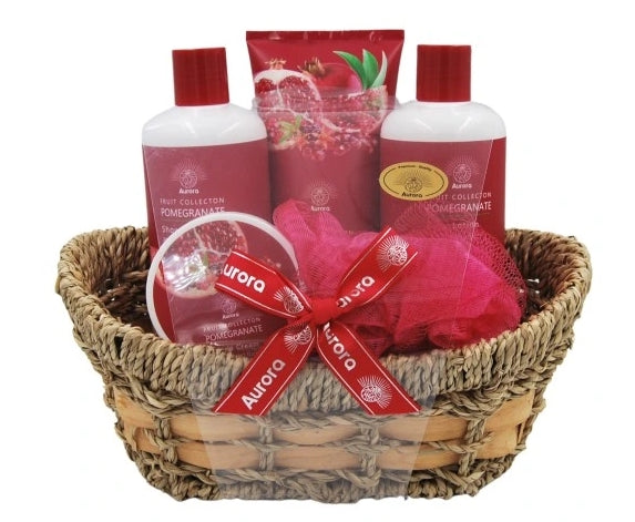 AUREUS - Aurora Geschenkset Granatapfelbalsam 300 ml + Peeling 180 ml + Gel 300 ml + Handcreme 50 ml + Waschmittel