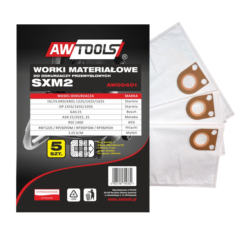 AWTOOLS MIKRO-VLIESTASCHEN, 5er-Set. SXM2, GAS 25 / STARMIX
