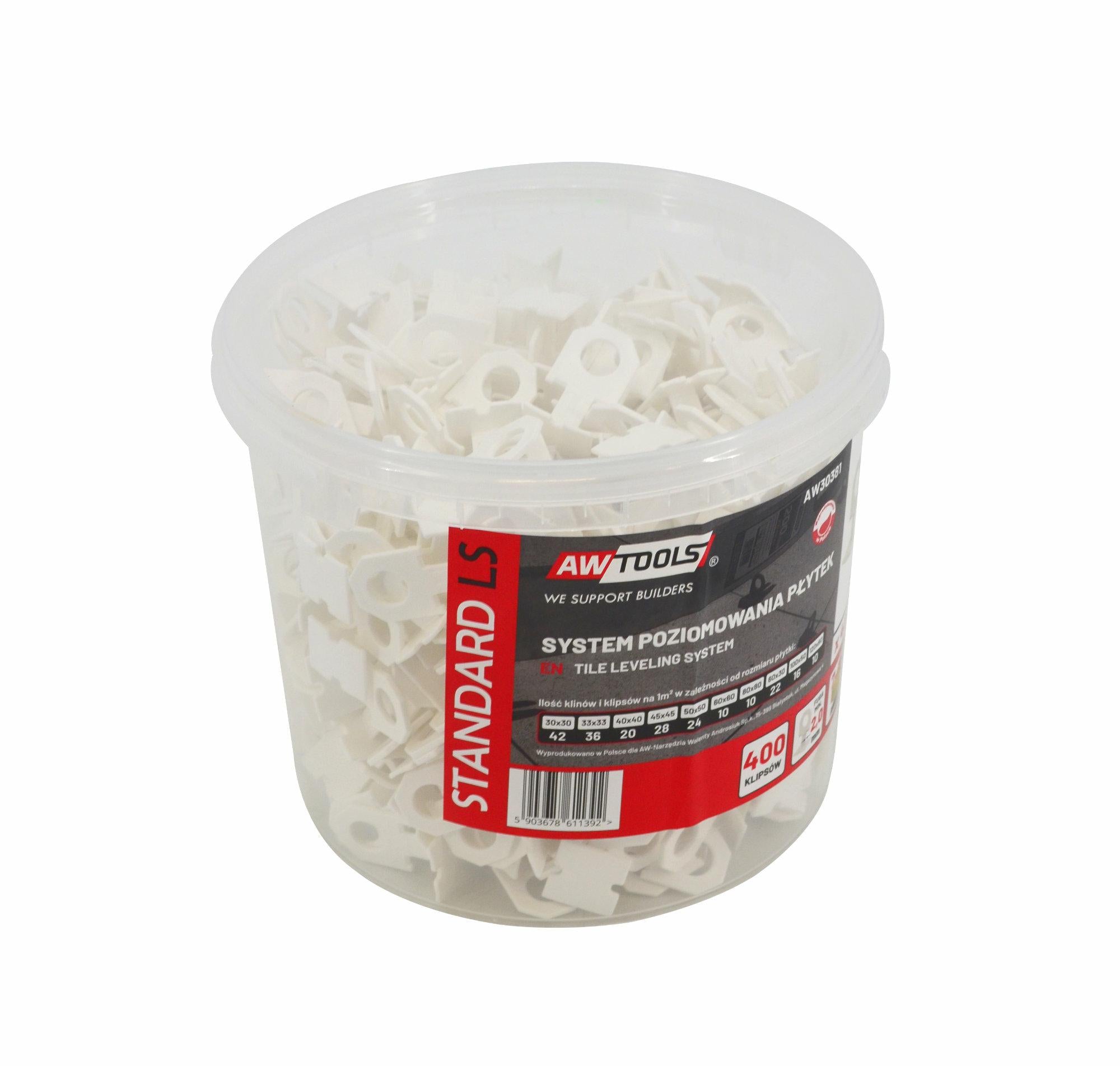 AWTOOLS STANDARD-FLIESENNIVELLIERSYSTEM 2,0 mm – 7–15 mm – CLIP 400 Stk.
