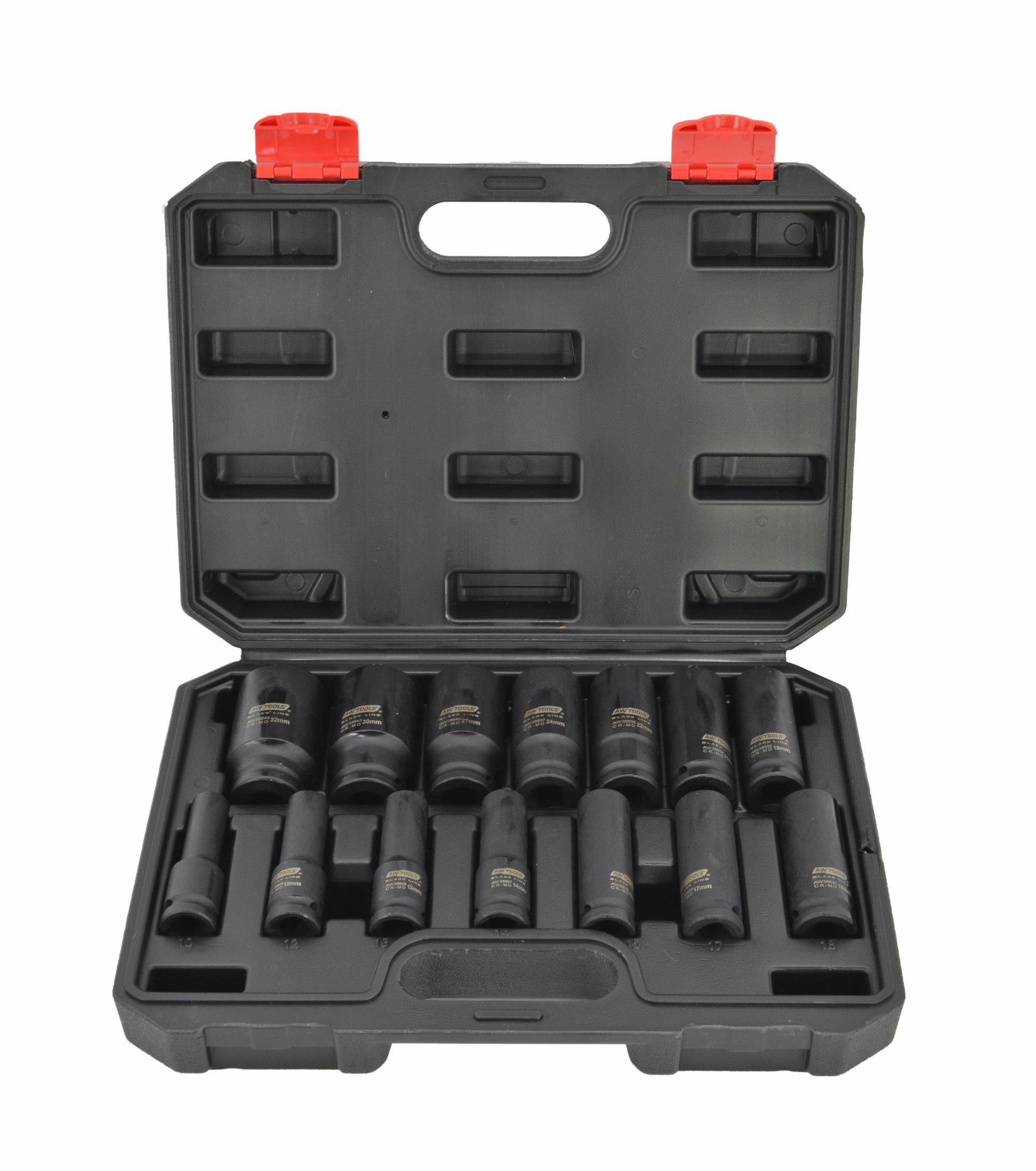 AWTOOLS 1/2" Schlag-Steckschlüsselsatz 14 Teile SCHWARZE LINIE