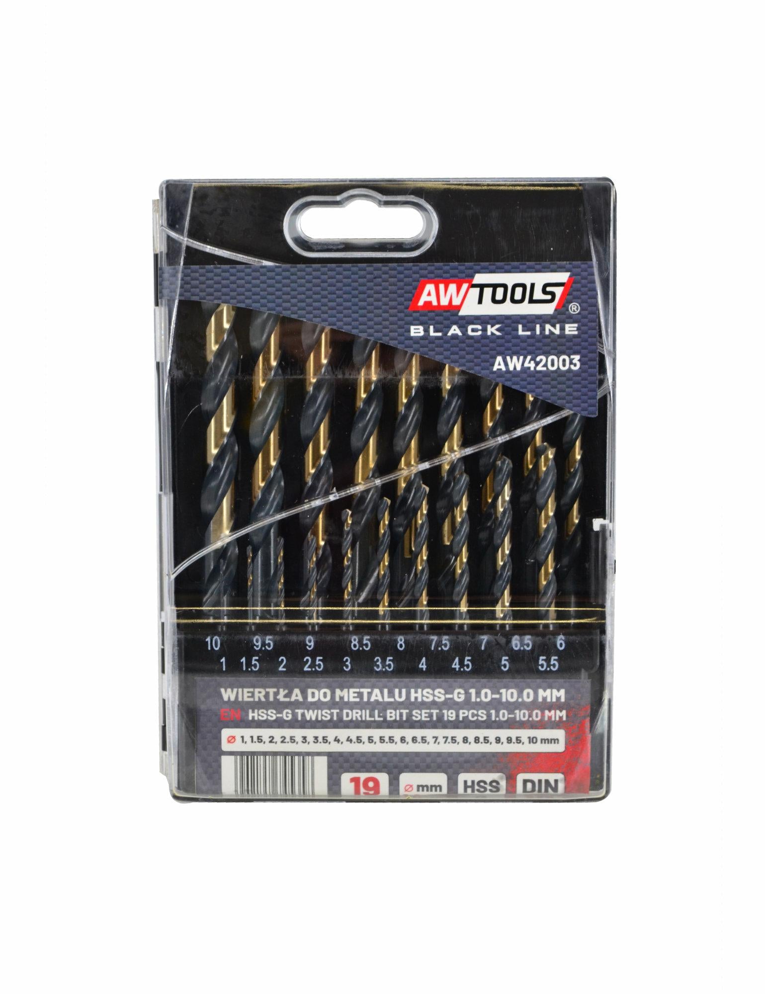 AWTOOLS METALL HSS M2 BOHRER BOHRER SET 19-tlg. /1,0–10,0 mm/ PREMIUM