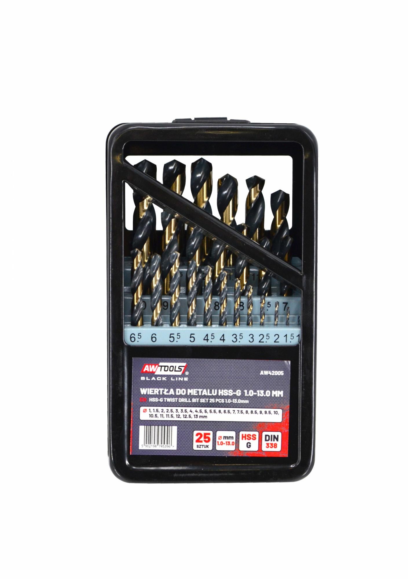 AWTOOLS METALL-HSS-M2-BOHRER-BOHRER-SET. 25 Stk. /1,0–13,0 mm/ PREMIUM