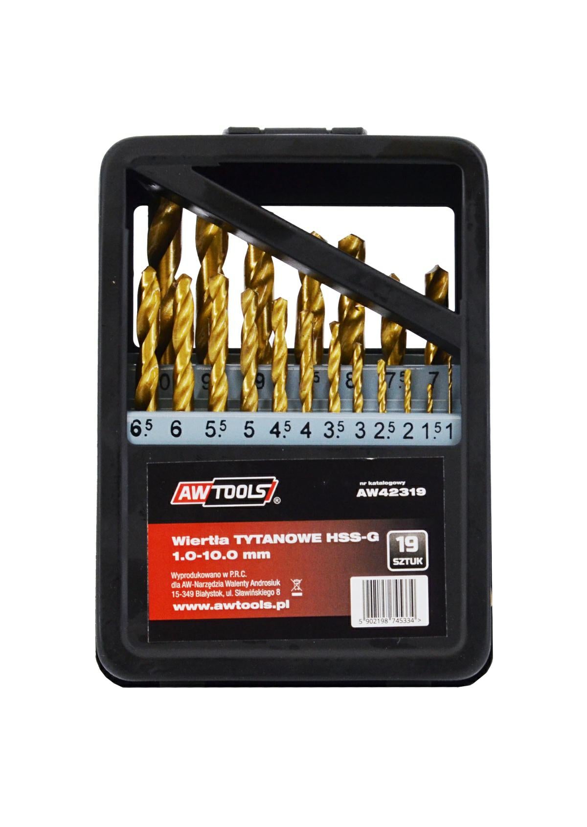 AWTOOLS METALLBOHRER HSS-G TYTAN SET 19-teilig. /1,0-10,0mm/