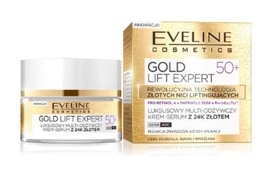 EVELINE COSMETICS - Eveline Gold Liftexpert luxuriöses, verjüngendes Tages- und Nachtcremeserum mit 24K Gold 50+ 50 ml