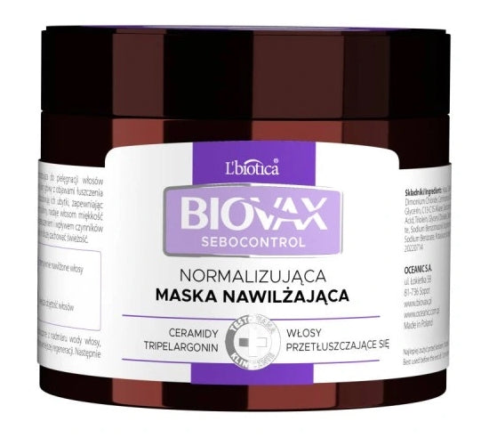 L'BIOTICA - Biovax Sebocontrol, Normalisierende Feuchtigkeitsmaske, 250 ml – Lange Haltbarkeit!