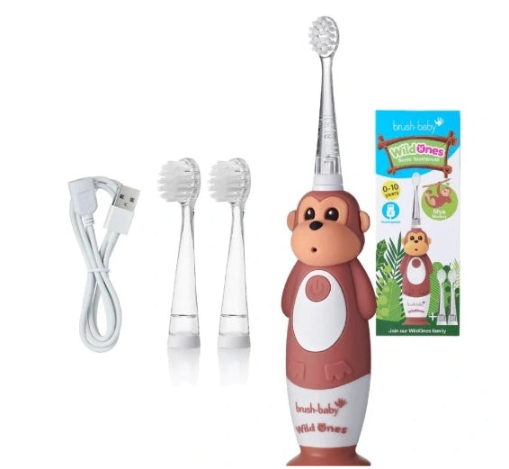 ARS DENTAL - Brush-Baby Wildones Schallzahnbürste für Kinder 0-10 Jahre Affen
