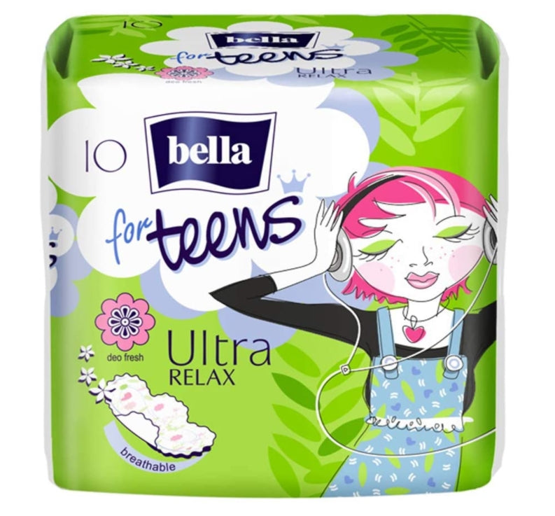 BELLA - Bella, Für Teenager, Ultra Relax, Damenbinden mit Flügeln, 10 Stück