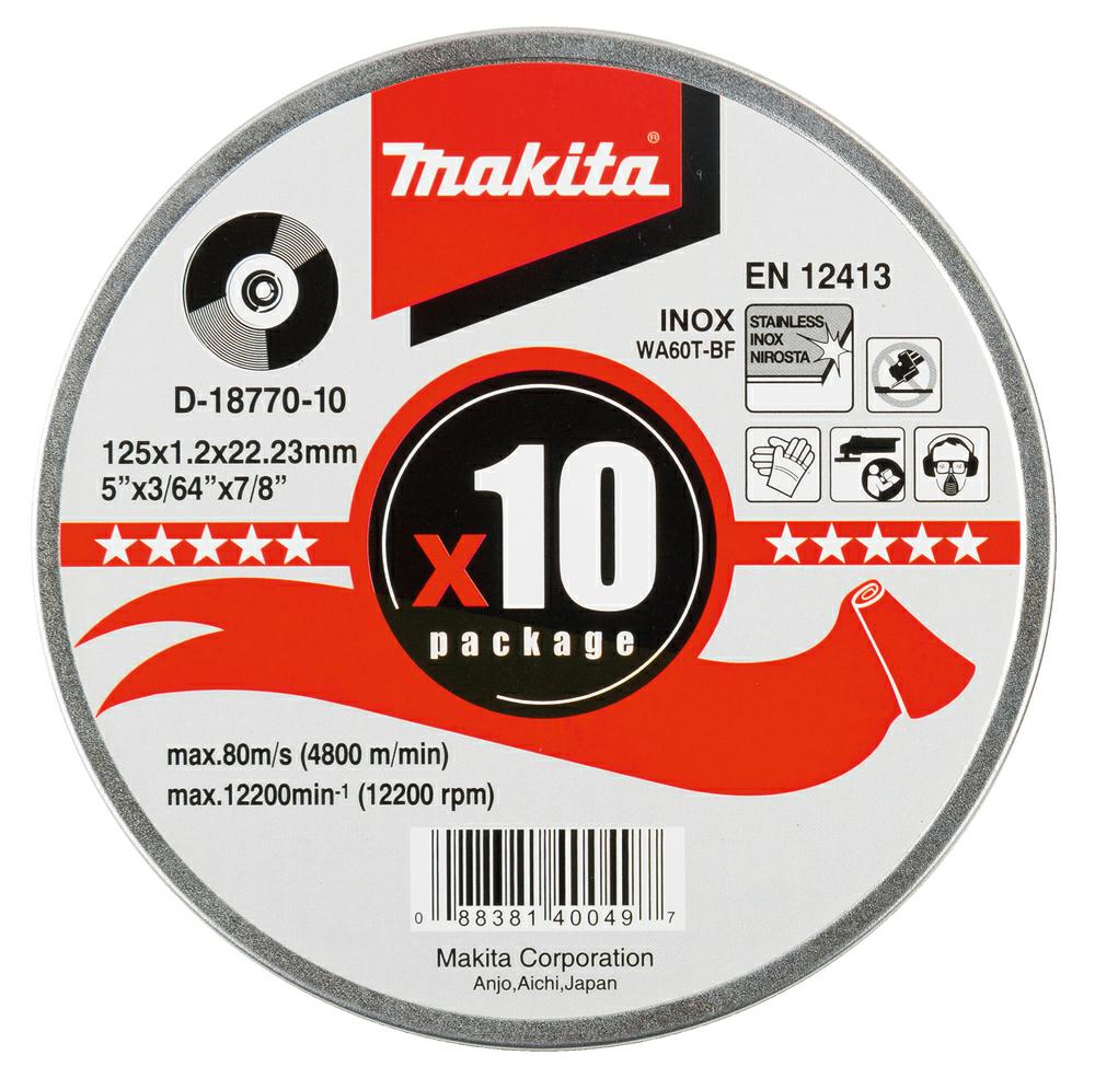MAKITA METALL-SCHNEIDSCHEIBEN 125 mm x 1,2 mm x 22,23 mm / 10 Stk.