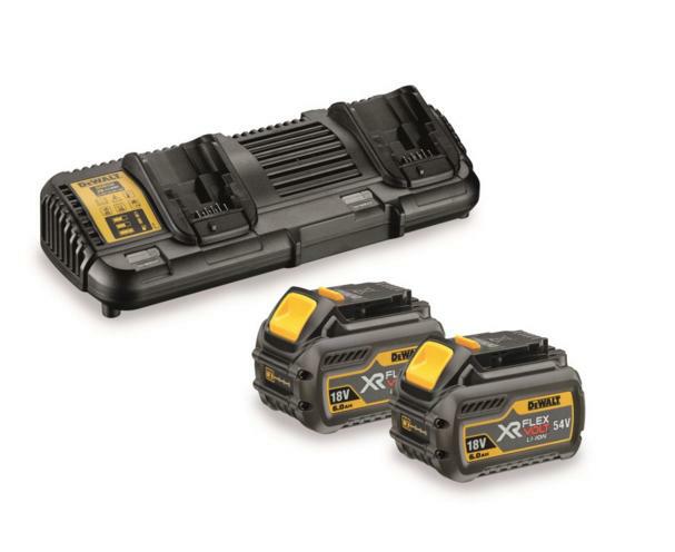 DEWALT LADEGERÄT DCB132 MIT ZWEI BATTERIEN + 2 x BATTERIE 54/18V 6,0/2,0Ah DCB546