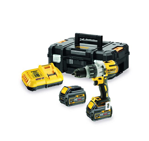 DEWALT SCHLAGBOHRER/ANGETRIEBEN 18V 95/66Nm 3-GANG 2 x 6,0Ah GEHÄUSE TSTAK DCD996T2