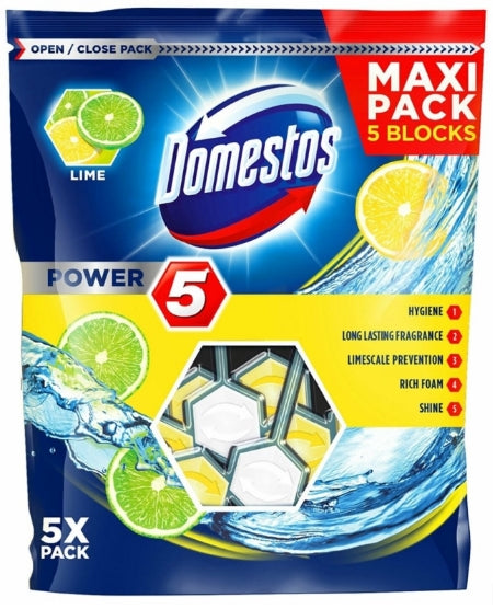 DOMESTOS - Domestos Power 5, Limetten-Toilettenaufhänger, 5 Stück