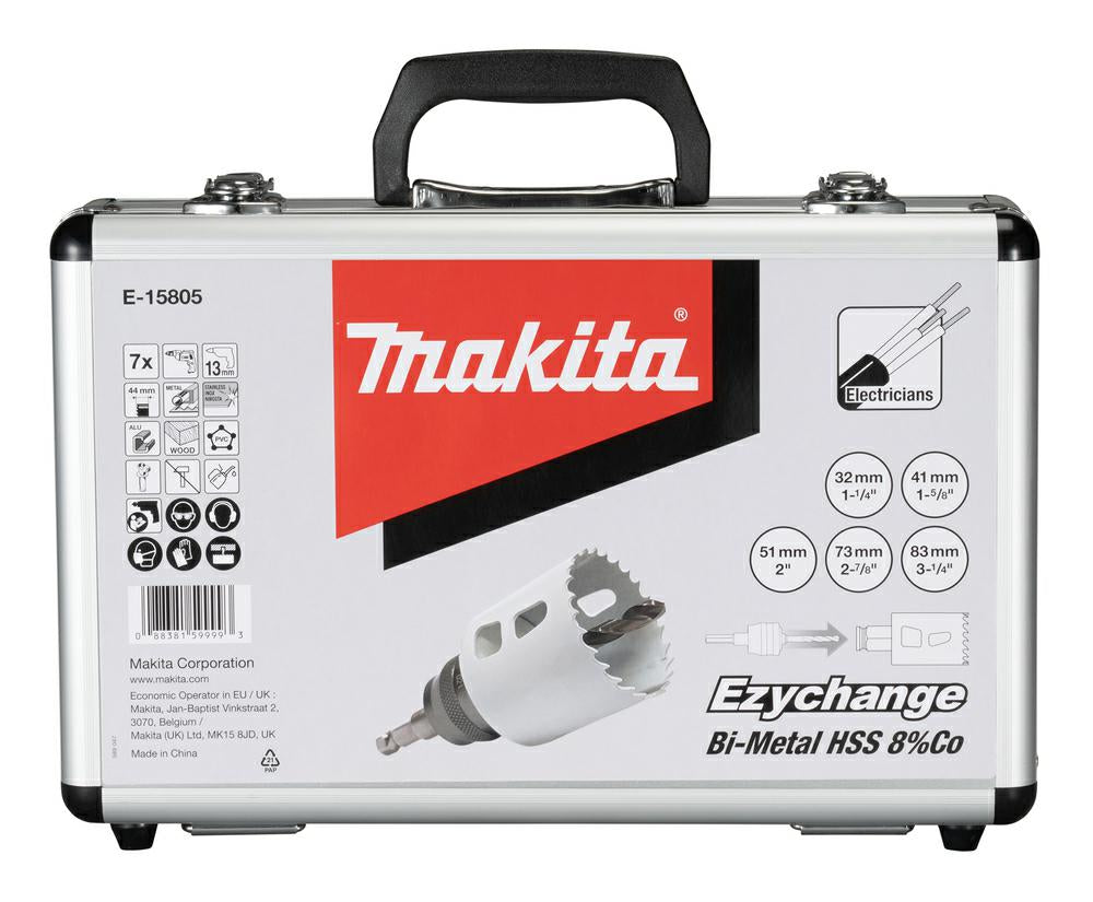 MAKITA LOCHSÄGEN-SET FÜR ELEKTRIKER BIM „EZYCHANGE“ 7 Stk. (32,41,51,73,83MM)+ADAPTER+