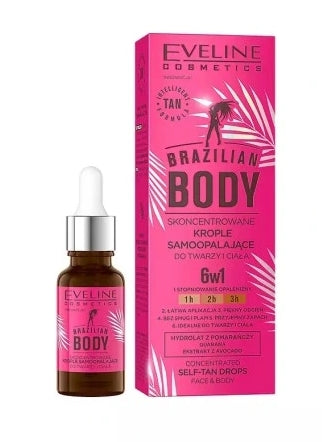 EVELINE COSMETICS - Eveline Brazilian Body Konzentrierte Selbstbräunungstropfen für Gesicht und Körper, 18 ml