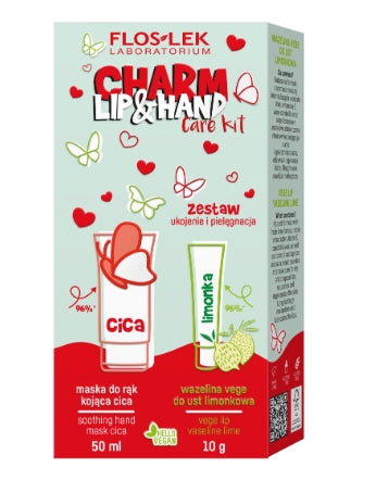 FLOSLEK - Flos-Lek Charm Lip &amp; Beruhigende und pflegende Handmaske 50 ml + Vaseline 10 g