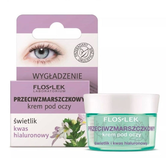 FLOSLEK - Flos-Lek Anti-Falten-Augencreme, Oberlicht und Hyaluronsäure 15 ml