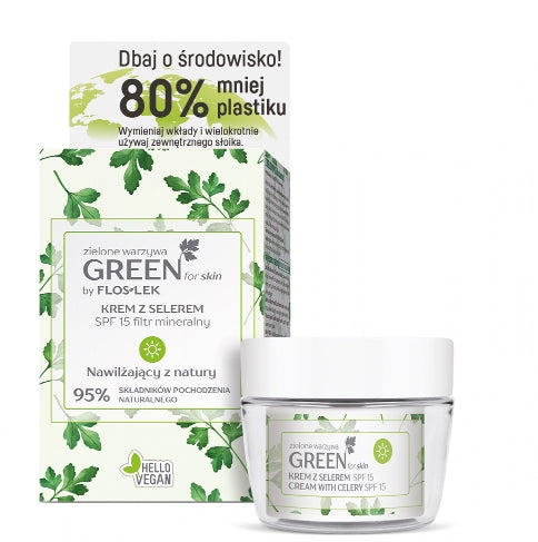 FLOSLEK - Flos-Lek Green für die Haut, Grünes Gemüse, Tagescreme mit Sellerie, LSF 15, Eco-Set, 50 ml
