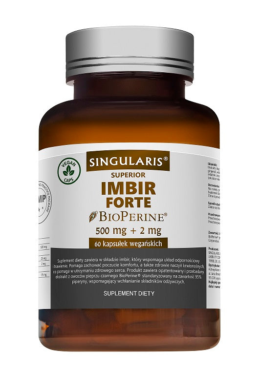 SINGULARIS - Singularis, Ginger Forte Bioperine 500 mg + 2 mg, 60 Kapseln – Verfallsdatum: 30. April 2024
