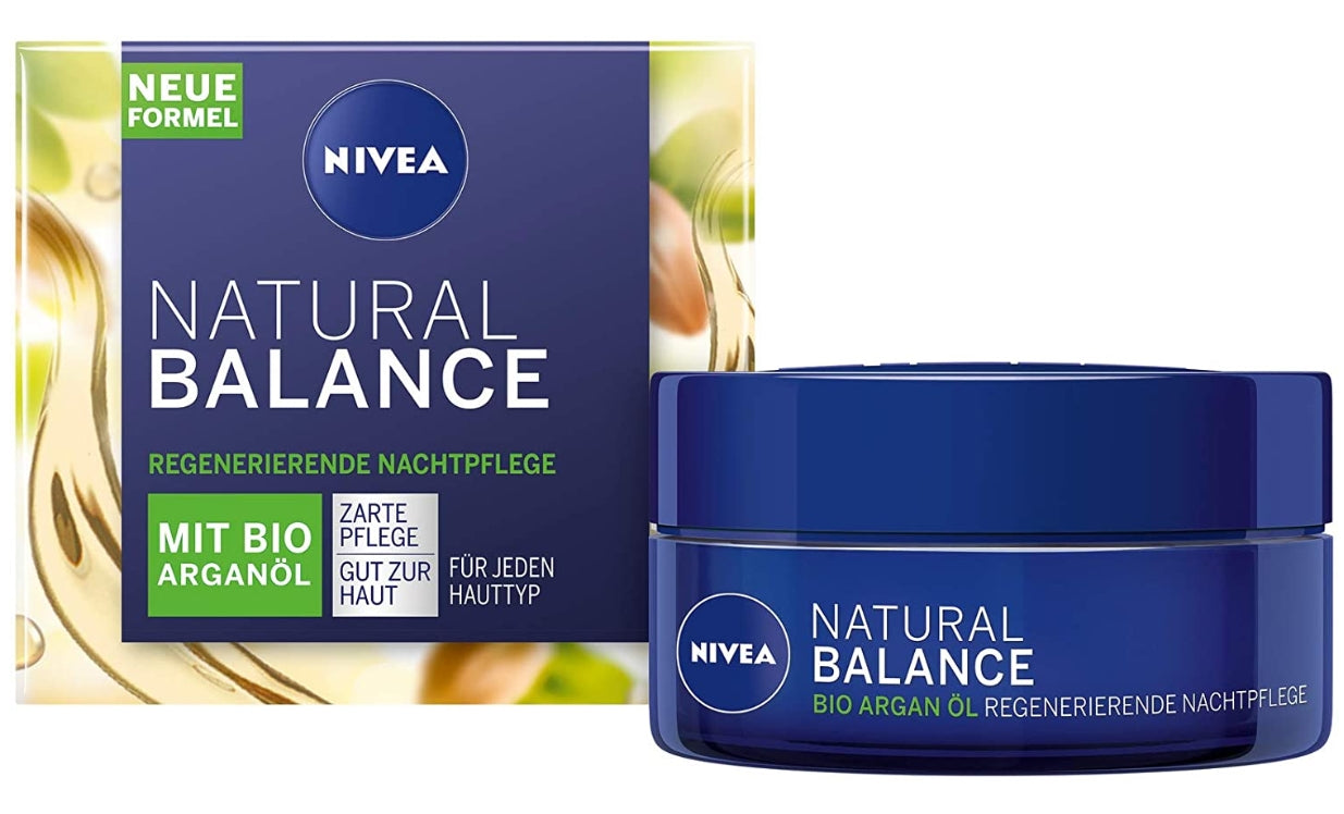 NIVEA - Nivea, Feuchtigkeitsspendende Nachtcreme mit Arganöl, Jojoba- und Mandelöl, für alle Hauttypen, 50 ml