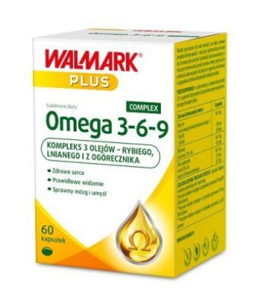 WALMARK - Omega 3-6-9 Zusammensetzung aus Lein- und Borretsch-Fischöl 60 Kapseln