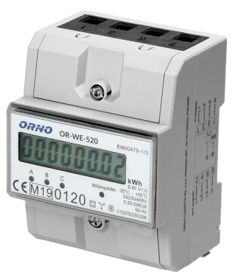 ORNO 3-Phasen-Stromzähler, 80A, MID, 3 Module, DIN TH-35mm