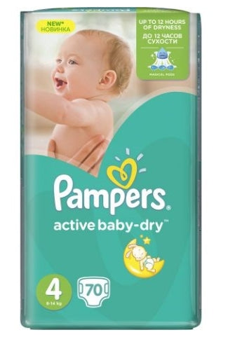 PAMPERS - Pampers Active Baby Dry Windeln 4, 9-14 kg, 70 Stück