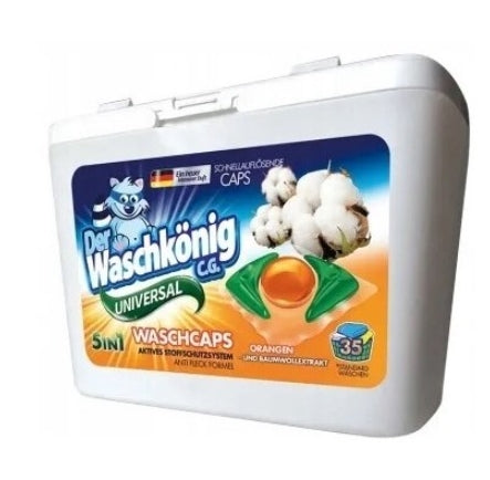 WASCHKONIG - Waschkönig Orangen- und Baumwollextrakt Universal-Wäschekapseln, 35 Stück