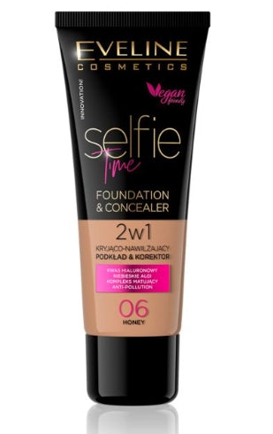 EVELINE COSMETICS - Eveline Selfie Time Foundation-Concealer 2in1 06 Honey 30 ml