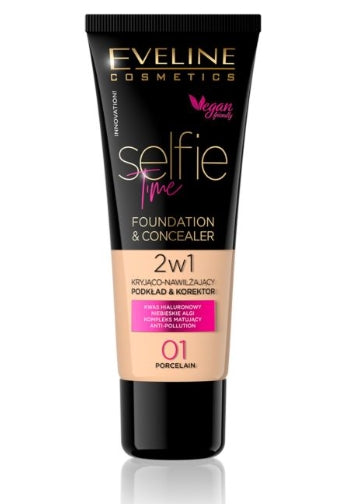 EVELINE COSMETICS - Eveline Selfie Time Foundation-Concealer 2in1 01 Porzellan 30 ml