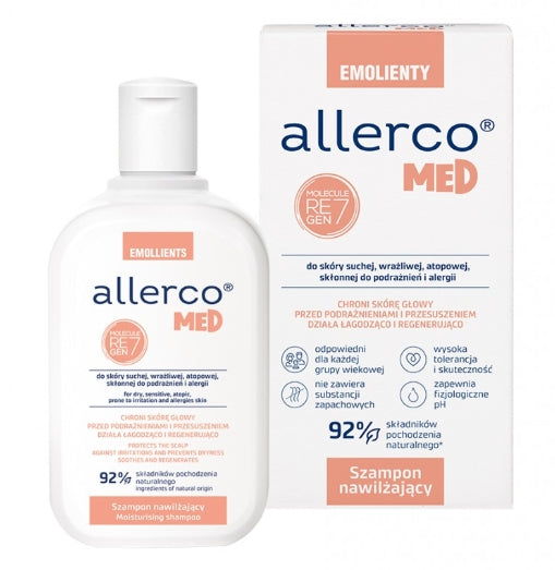 PHARMENA - Allerco feuchtigkeitsspendendes Shampoo für zu Reizungen neigende Haut, 200 ml