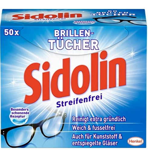 SIDOLIN - Sidolin, Feuchttücher zur Reinigung von Brillen, Displays, Bildschirmen, 50 Stück