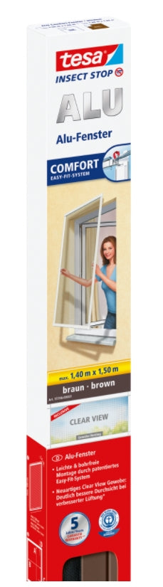TESA - Tesa, Fenster-Moskitonetz mit Aluminiumrahmen, 1,5m x 1,4m, braun, 1 Stück