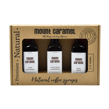 Mount Caramel Dobry Syrop - Sirup Set 3 x 100ml - Schokolade Himbeere - Rose - Karamell