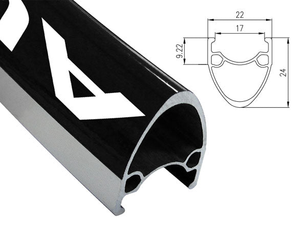 ALEXRIMS AT490 Rennradfelge, V-Bremse, Konus 24 mm, 700C 622 x 17, 28 Löcher, Schwarz, Gewicht 490 g