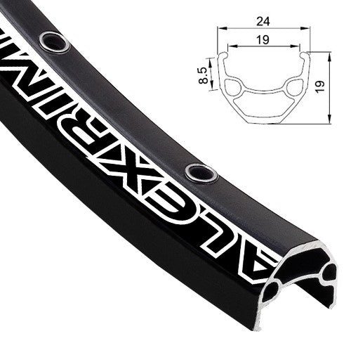ALEXRIMS EN24 MTB-Felge, H. Disc, Cone 19, 27,5" 584x19, 32 Löcher, Capped, Schwarz, Gewicht 450g